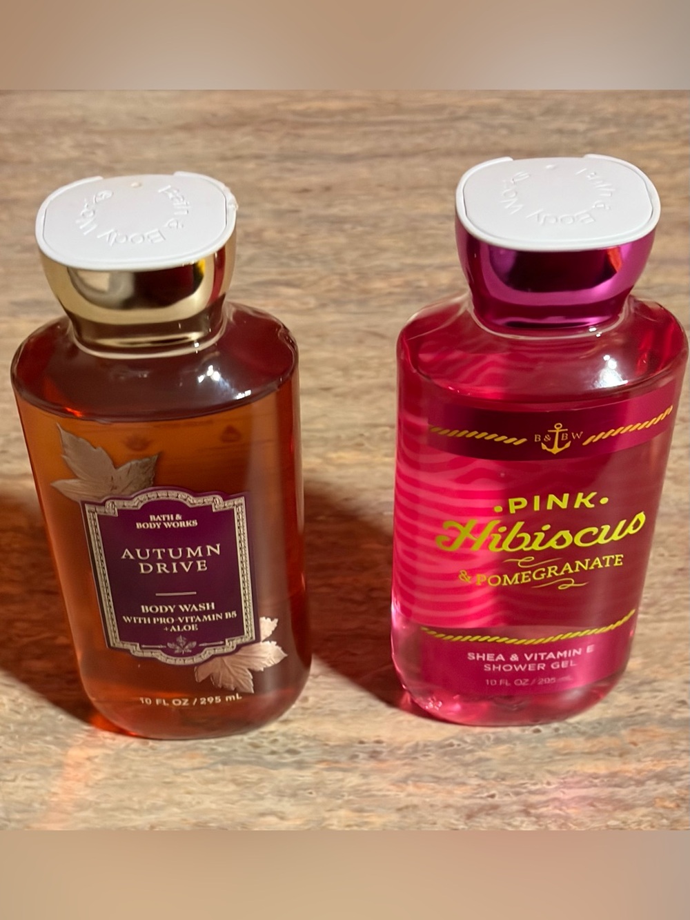 Bath & Body Works Pink Hibiscus & Pomegranate with Autumn Drive Shower Gels Duo